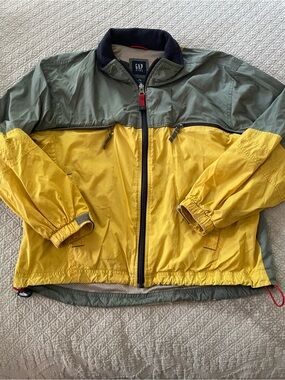 GAP Kids’ Two-Tone Windbreaker Jacket in Yellow and Gray